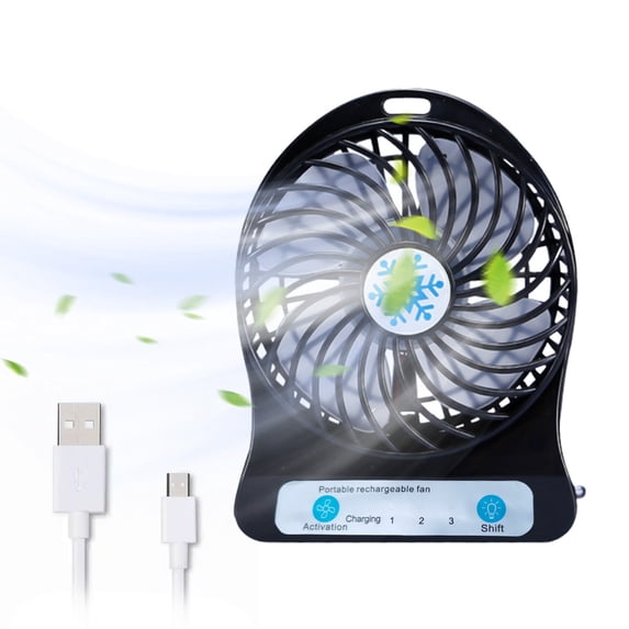 Qholemyo 1200mAh Rechargeable Mini Desk Fan Quiet Portable Cooling Fan With LED Light For Office Bedroom