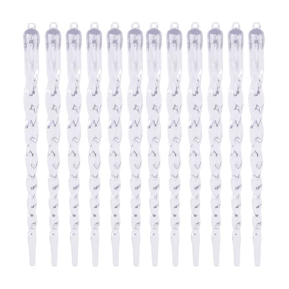 Qholemyo 12PC Transparent Christmas Icicle Hanging Decorations Simulation Icicle Column Thread Pendant Christmas Tree Ornaments Christmas Hanging Decor