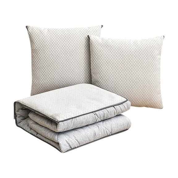 Qholemyo 2 In 1 Cotton Linen Decorative Throw Pillow Blanket Multifunctional Cushion For Car Office Nap