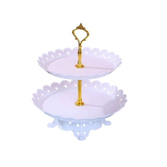 Qholemyo 2-Layer Cupcake Stand Fruit Tray Candy Wedding Ktv Living Room Fruit Dry Fruit Refreshment Serving Tray Fruit Platter