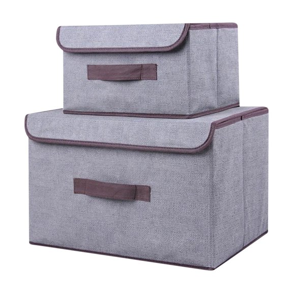 Qholemyo 2-Pack Foldable Fabric Flip Storage Boxes Large Small For Wardrobe Clothes Bedding Toys With Closet Storage Organizer Storage For Closet