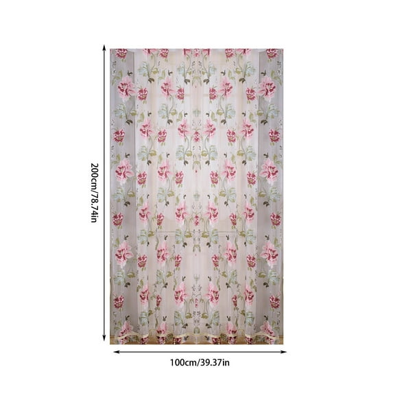 Qholemyo 2pcs 39.37x78.74 Inchs Transparent Lace Peony Gauze Sheer Curtains Stylish Decorative Curtains For Glass Door French Window Bedroom Home