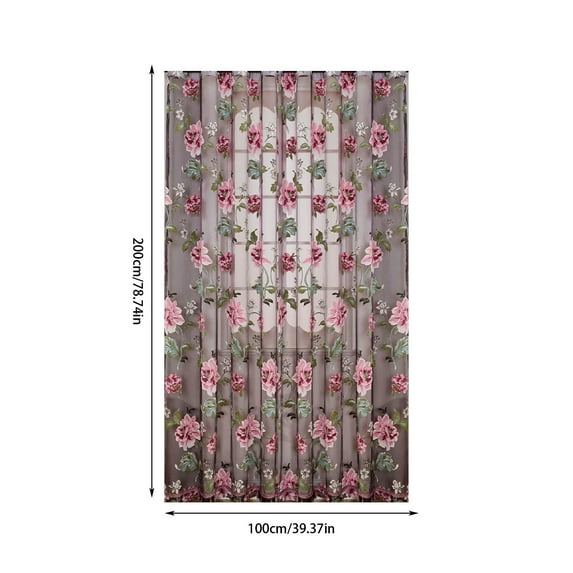 Qholemyo 2pcs 39.37x78.74 Inchs Transparent Lace Peony Gauze Sheer Curtains Stylish Decorative Curtains For Glass Door French Window Bedroom Home