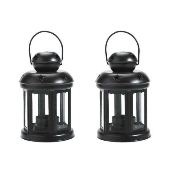 Qholemyo 2pcs Metal Hollow Star Retro Wind Lamps Candle Holders for Taper Candles Home Decor