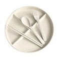 thumbnail image 1 of Qholemyo 3 Compartment Plastic Food Tray Divided Serving Platter For Dessert Breakfast With Spoon Fork Chopsticks Set, 1 of 5