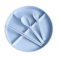 thumbnail image 1 of Qholemyo 3 Compartment Plastic Food Tray Divided Serving Platter For Dessert Breakfast With Spoon Fork Chopsticks Set, 1 of 5