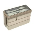 thumbnail image 1 of Qholemyo 3 Layer Compartment Plastic Bento Lunch Box Microwave Safe For Work Students Rice Lunch, 1 of 5