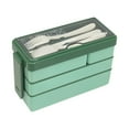 thumbnail image 1 of Qholemyo 3 Layer Compartment Plastic Bento Lunch Box Microwave Safe For Work Students Rice Lunch, 1 of 5