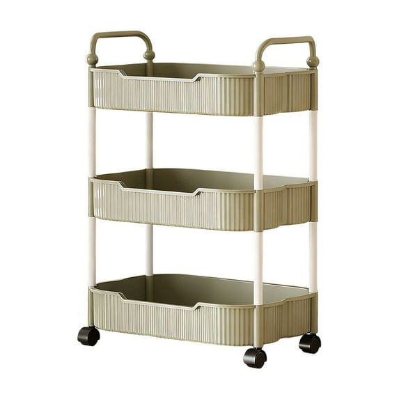 Qholemyo 3 Layer Kitchen Storage Cart With Armrests Mobile Organization And Storage Rack For Bathroom Toiletries And Pantry
