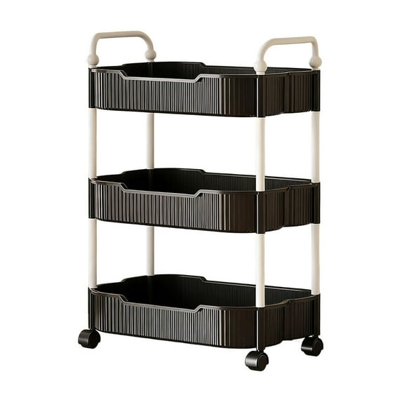 Qholemyo 3 Layer Kitchen Storage Cart With Armrests Mobile Organization And Storage Rack For Bathroom Toiletries And Pantry