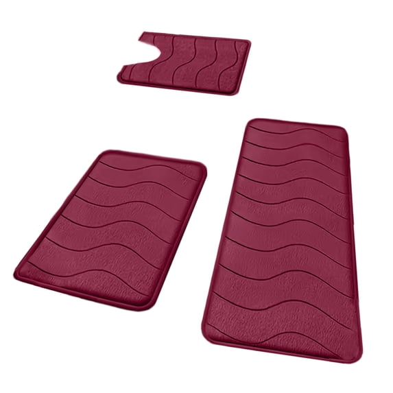 Qholemyo 3 Piece 25D Sponge Bath Mat Set Large Non Slip Soft Absorbent Rug Machine Washable Home Decor