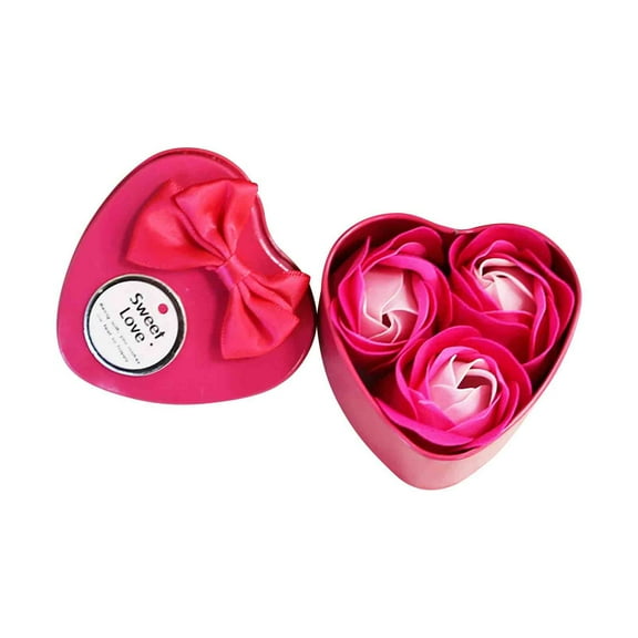 Qholemyo 3 Roses Soap Flower Tin Box Gifts For Women Valentine's Day Home Decor And Table Ornaments