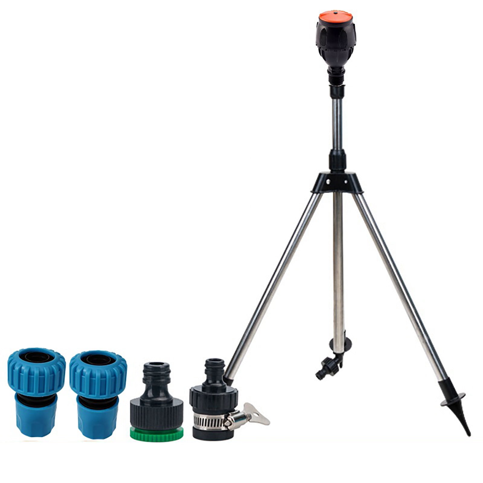 Qholemyo 360 Degree Automatic Rotating Tripod Sprinkler Stainless Steel Lawn Water Sprinkler For Yard Telescopic Support