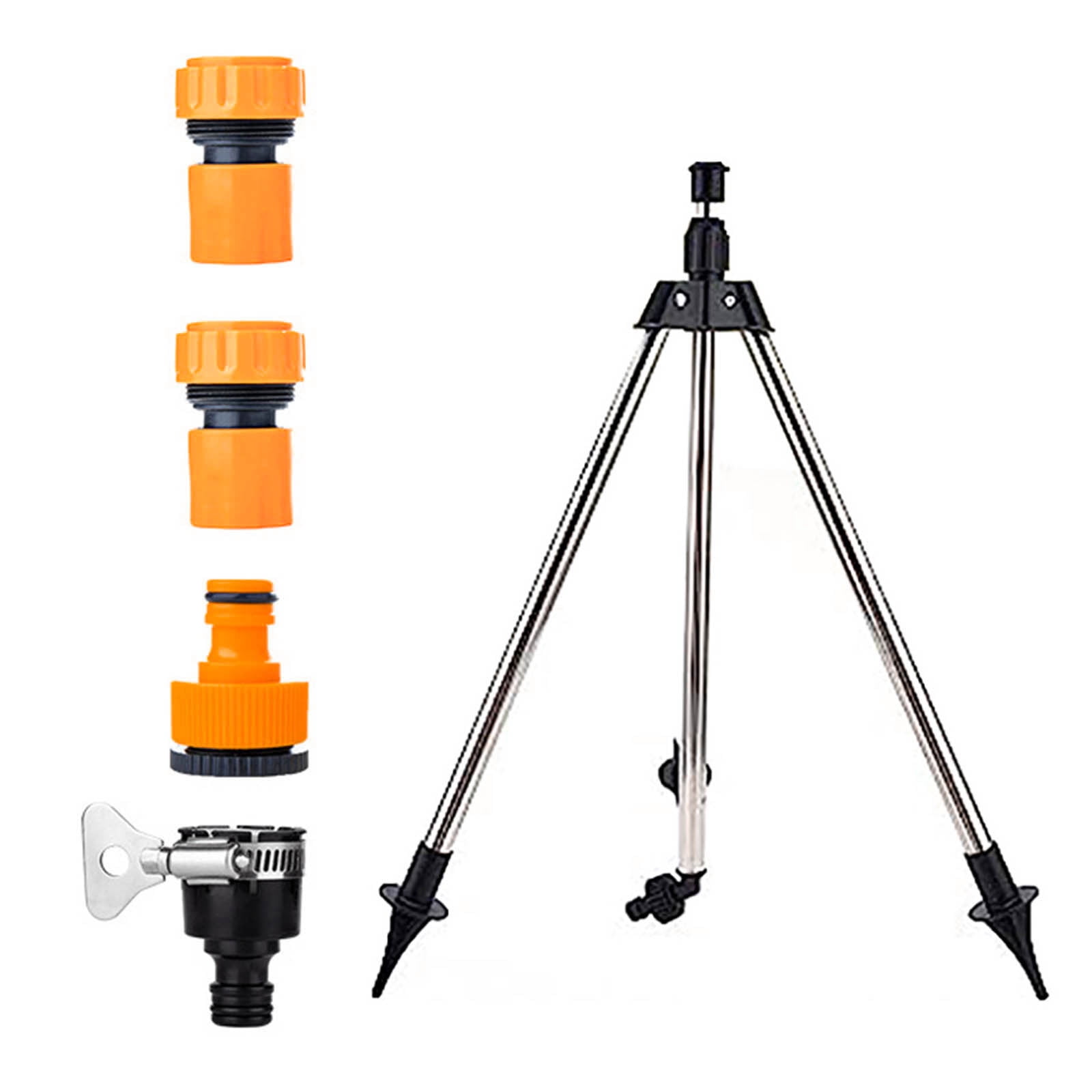 Qholemyo 360 Degree Rotating Tripod Sprinkler Stainless Steel Lawn Water Sprinkler For Yard Telescopic Irrigation Stand