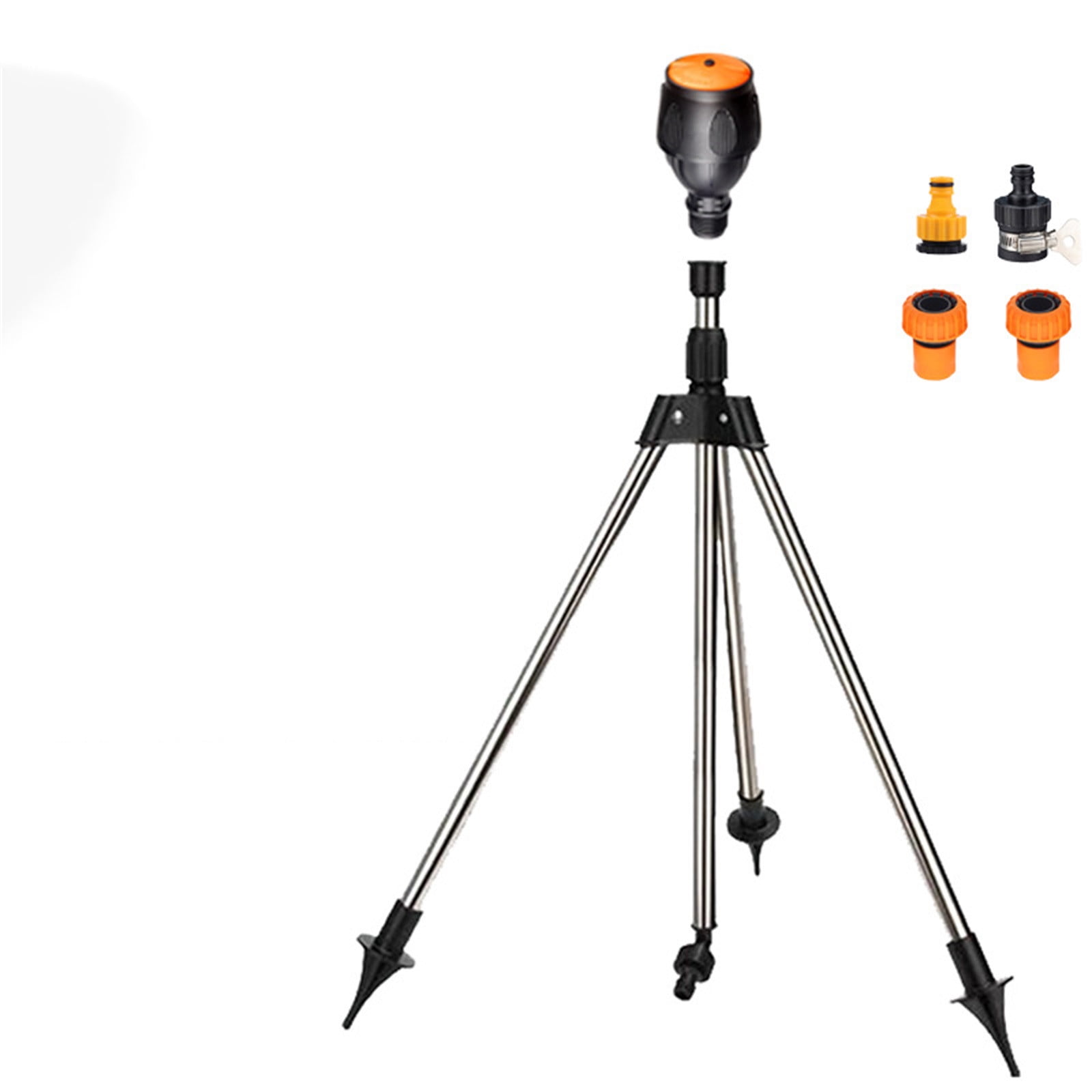 Qholemyo 360 Degree Rotating Tripod Sprinkler Stainless Steel Lawn Water Sprinkler For Yard Telescopic Irrigation Stand