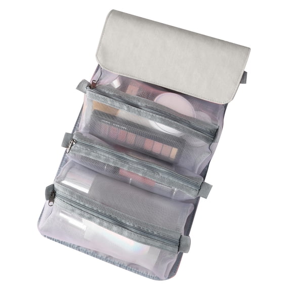 Qholemyo 4 In 1 Detachable Mesh Travel Toiletry Bag Hanging Roll Up Cosmetic Organizer Pouch Waterproof Makeup Bag Travel Essentials
