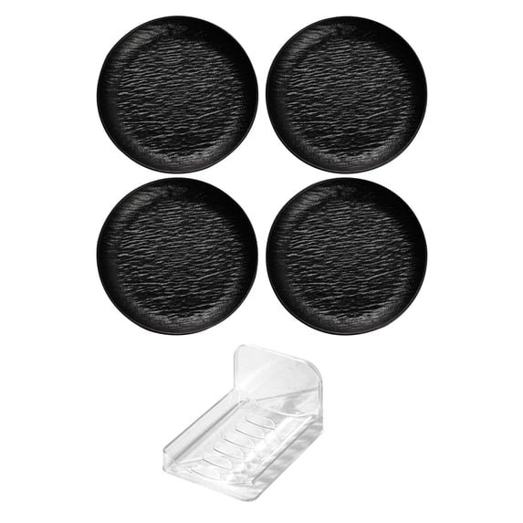 Qholemyo 4 PCS Plastic Serving Trays With Base For Party Dinner Plates Dishwasher Plastic Reusable Plates For Kitchen Or Camping, Durable Plastic Serving Trays For Holding Small Cake And Snack Plates