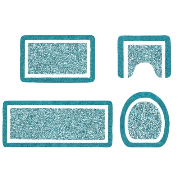 Qholemyo 4 Piece Microfiber Bathroom Rug Set U Shaped Toilet Mat With Lid Non Slip Washable Plush