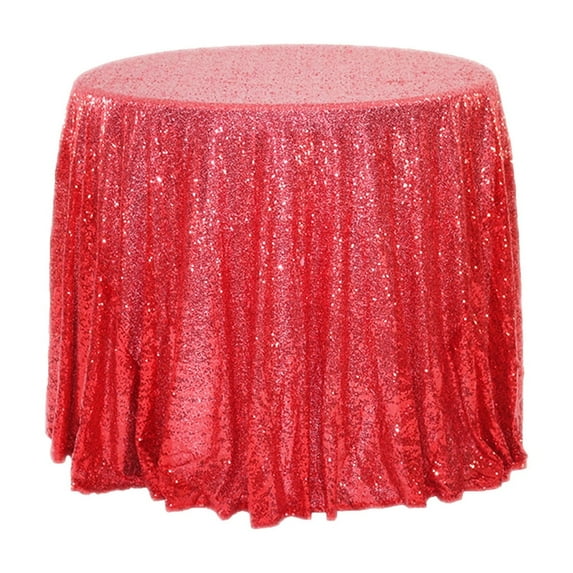 Qholemyo 47x47 Inch Glitter Round Tablecloth - Shiny Table Cover For Wedding Parties, Multiple Colors Available