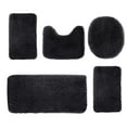 thumbnail image 1 of Qholemyo 5 Piece Solid Color Long Hair Bath Mat Set Non Slip Soft Toilet Rug Machine Washable Quick Dry, 1 of 7