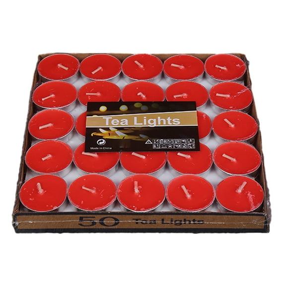Qholemyo 50 pcs scented floating tea lights valentine's day romantic paraffin candles small votive mini round candles wedding party decor love valentines decorations