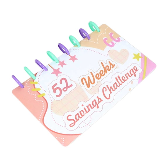 Qholemyo 52 Weeks Money Saving Box 8-Hole Loose Leaf Cash And Card Storage Album Notebook
