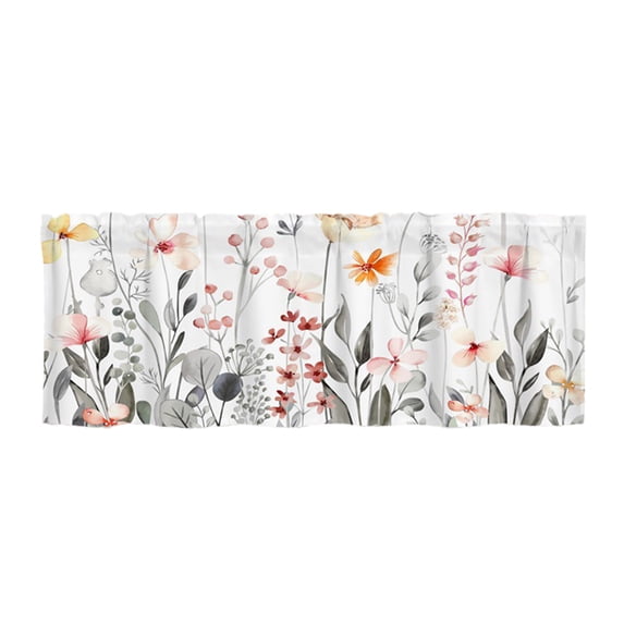 Qholemyo 52x18 Inch Short Floral Valance Curtains Thermal Insulating Tier Curtains For Bathroom Kitchen Cafes Colorful Plants Home Decor