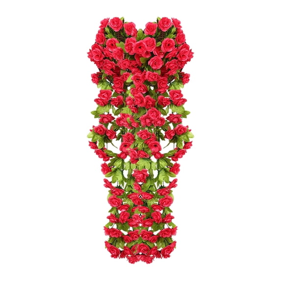 Qholemyo 33.4 Inch Artificial Rose Bouquet Hanging Vines Home Decor For Wall Basket Garden Party Decoration