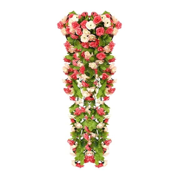 Qholemyo 33.4 Inch Artificial Rose Bouquet Hanging Vines Home Decor For Wall Basket Garden Party Decoration
