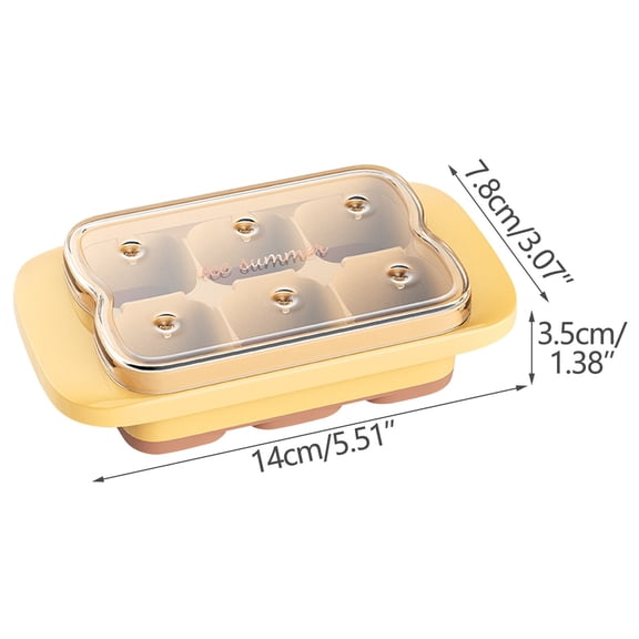 Qholemyo 6 Hole ice cubes Maker With Cover Small Refrigerator Ice Tray Easy Release Ice Lattice