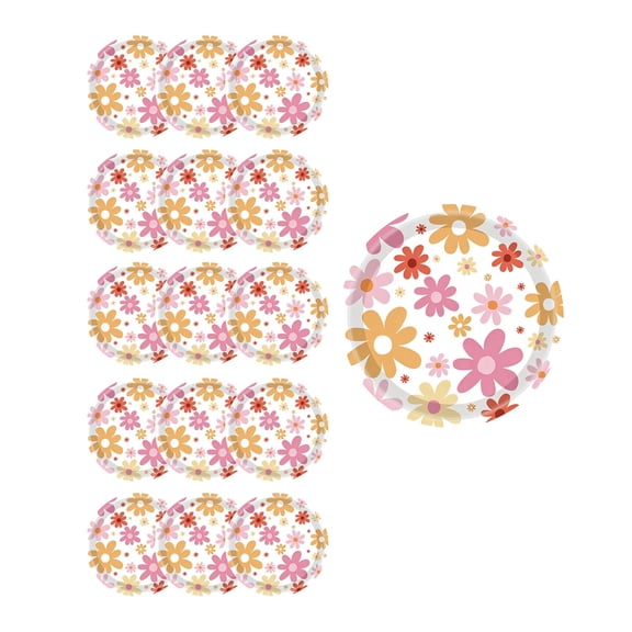Qholemyo 7-Inch 9-Inch Sunflower Floral Theme Party Plates And Cups And Napkins Sets Disposable Plates Set Party Supplies