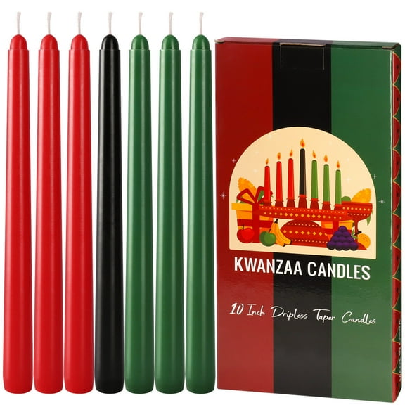 Qholemyo 7 Pack Dripless Kwanzaa Taper Candles Handmade Decor Candle