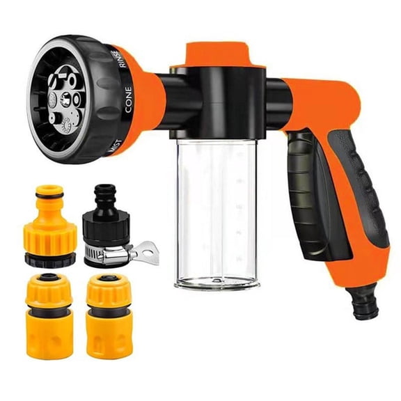 Qholemyo 8 Spray Patterns High Pressure Foam Gun Hose Sprayer With Soap Dispenser For Car Washing And Garden Watering