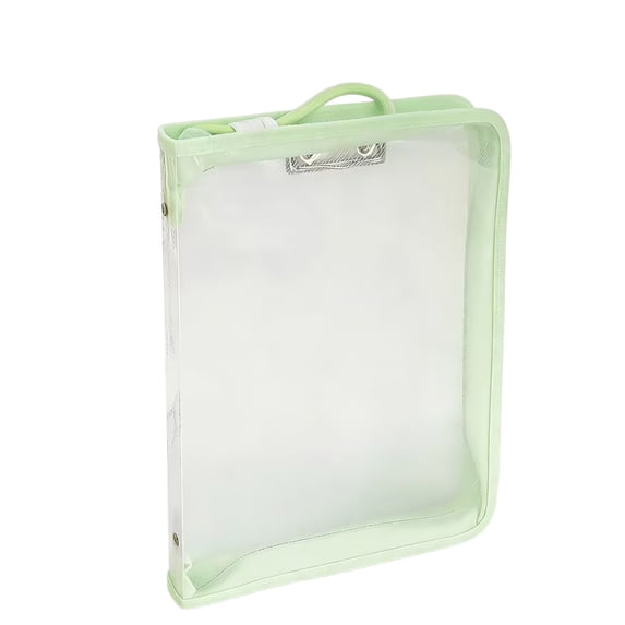 Qholemyo A4 Transparent Zipper Closure Student File Folder Exam Paper Storage Tote Bag Portable Document Organizer