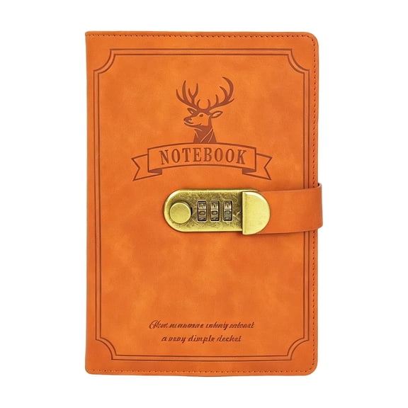Qholemyo A5 Business Style Deer Head Lock Notebook Office Supplies Notebooks For Work Thick College Ruled Diary Planner