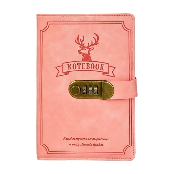 Qholemyo A5 Business Style Deer Head Lock Notebook Office Supplies Notebooks For Work Thick College Ruled Diary Planner