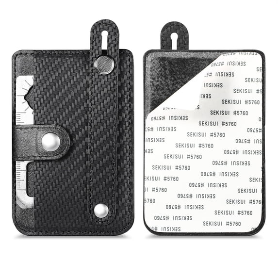 Qholemyo Adhesive Zipper Phone Wallet Card Case Stick On Holder For Back Of Smartphone