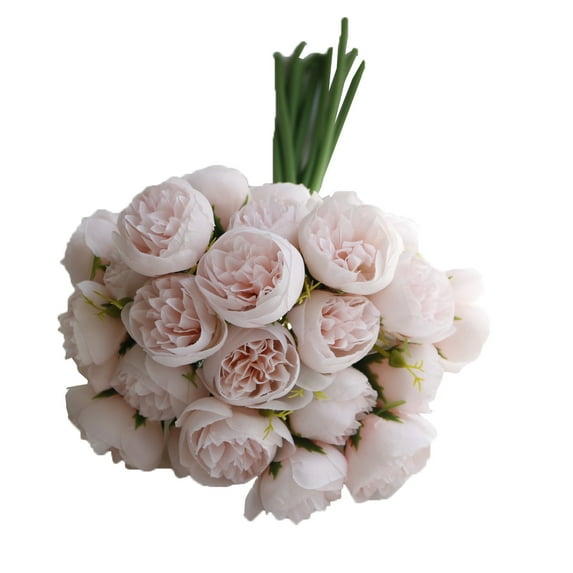 Qholemyo Artificial Tea Rose Bouquets Fake Flowers For Wedding Events Bridal Bouquets And Indoor Home Decor