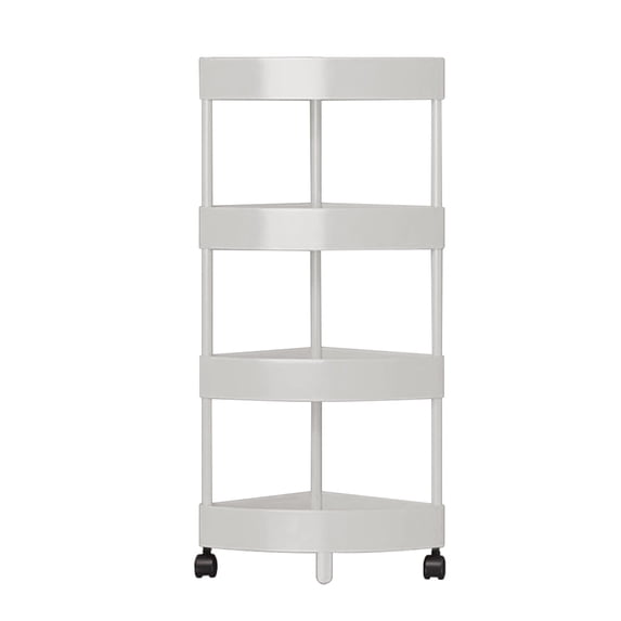 Qholemyo Bathroom Corner Storage Shelf Organizer With Detachable 4 Tiers Rolling Wheels with Storage Bathroom Organizers And Drainage Holes