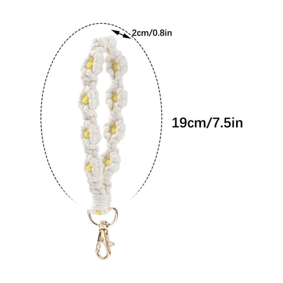 Qholemyo Bohemian Hand Woven Flower Keychain Clashing Color Bracelet Pendant Phone Chain Bag Charm Keychain Charms