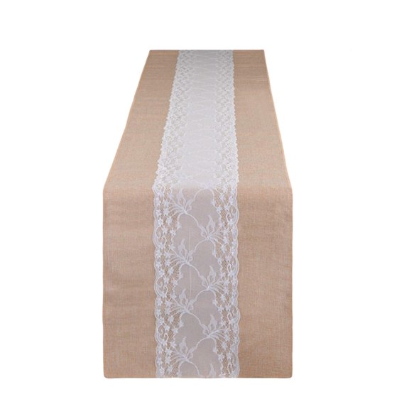 Qholemyo Burlaps Lace Table Flag Vintage Tablecloth Wedding Decoration Jute Linen Table Flag Tablecloth Party Farm Industrial Retro Linen Romantic Vintage Style with table runner party table runner