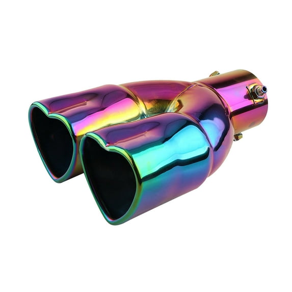 Qholemyo Car Modified Tail Throat Tail Throat Out Of Two Double Pipe Heart-shaped Exhaust Pipe Car Exhaust Tip For Decoration