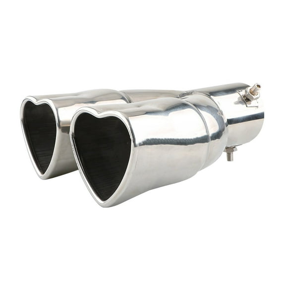 Qholemyo Car Modified Tail Throat Tail Throat Out Of Two Double Pipe Heart-shaped Exhaust Pipe Car Exhaust Tip For Decoration
