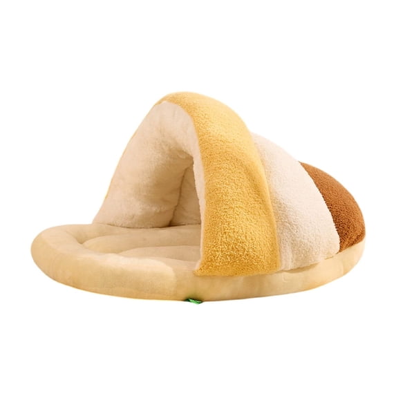 Qholemyo Cat Beds For Indoor Cats Semi Enclosed Self Warming Slipper Shaped Pet Bed Winter Warming Lair