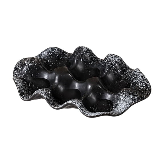 Qholemyo Ceramic Egg Tray Divided Serving Platter Food Tray For Sauce Snack Kitchen Tableware Supplies Fruit Platter