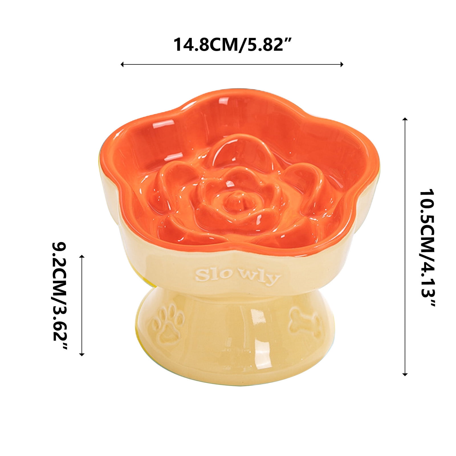 Qholemyo Ceramic Slow Feeder Cat Bowl For Cats Small Dogs Easy To Clean Reduces Swallowing Overeating Raised Cat Bowl Cat Food Bowl