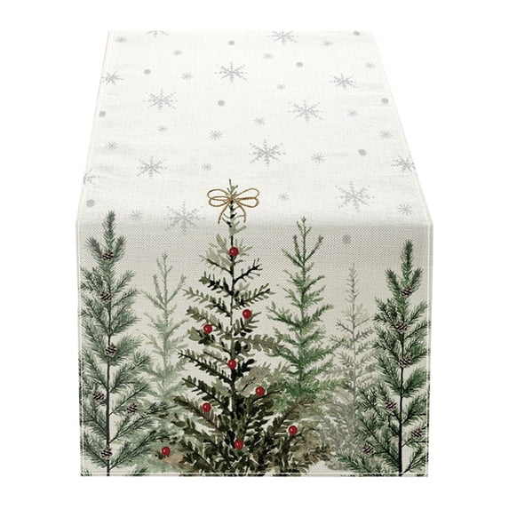 Qholemyo Christmas Tree Snowflakes Table Runner Winter Red Green Christmas Decorations Dining Table Placemats Kitchen Table Mats Restaurant Party Holiday Decoration
