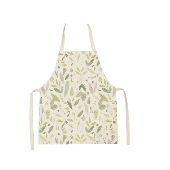 Qholemyo Cotton Linen Cooking Apron Adjustable Waterproof Kitchen Apron For Women Men Barbecue Baking Cooking