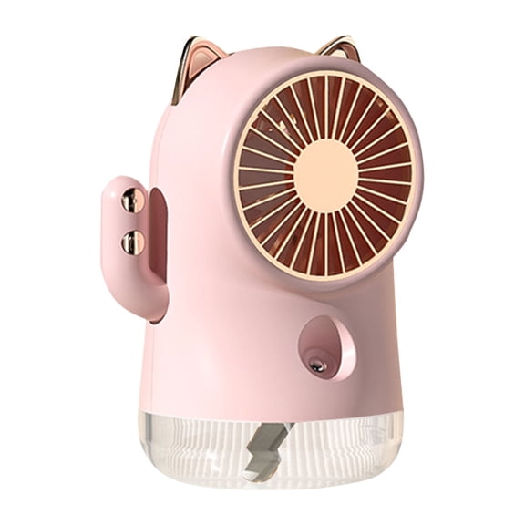 Qholemyo Cute Cat Shape USB Misting Fan Rechargeable Portable Desktop Cooling Fan With Humidifier
