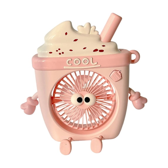 Qholemyo Cute Ice Cream Shaped Mini Fan Rechargeable Small Cooling Fan For Youth Bedroom Office Home Decor